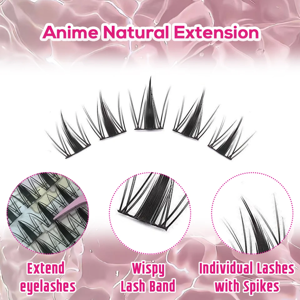 Kit de 140 pestañas postizas coreanas tipo racimo, perfecto para maquillaje cosplay y ojos de gato largos y naturales 3