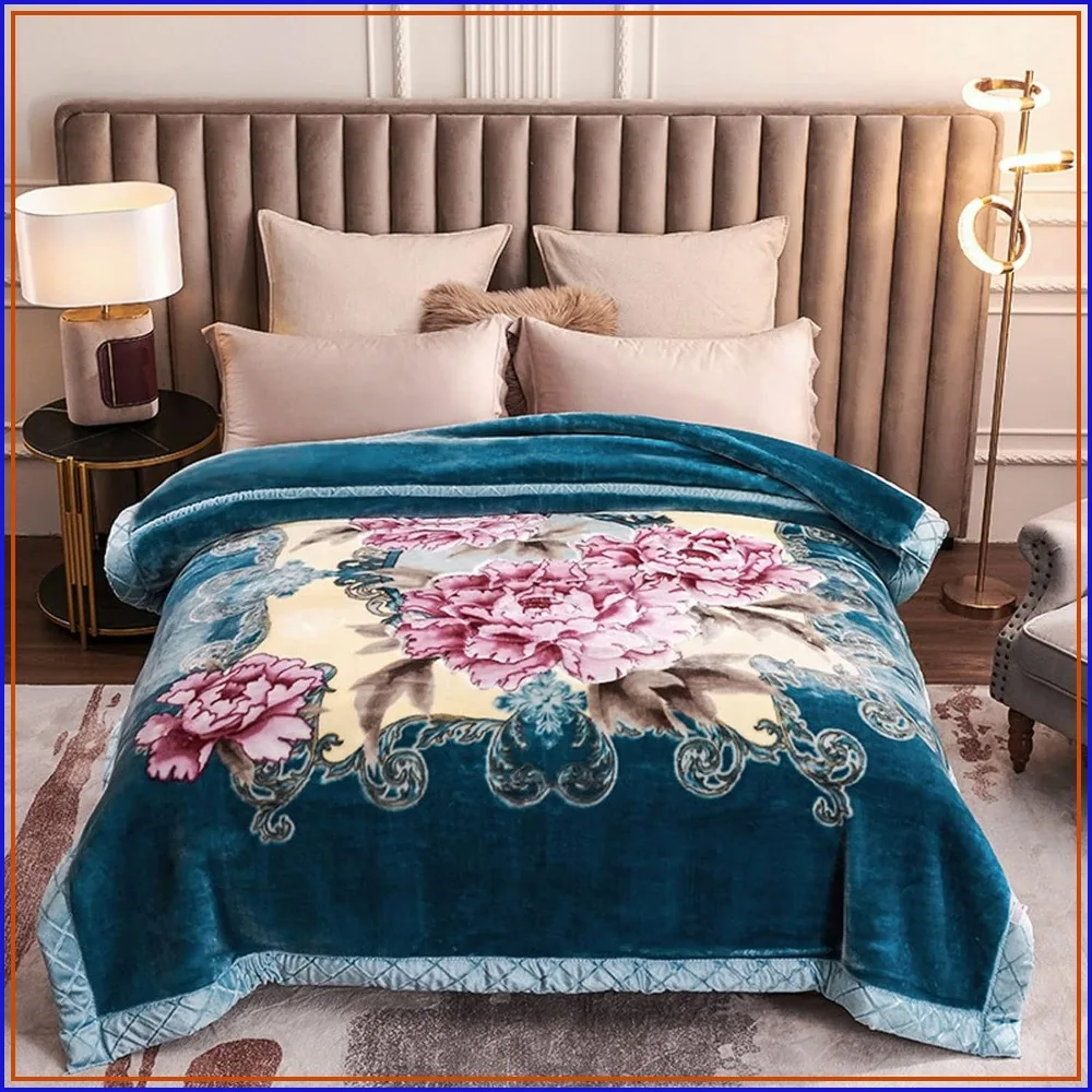 9lbs Fleece Blanket Queen Size Heavy Thick Warm Plush Soft Korean Mink Blanket 79x91 in