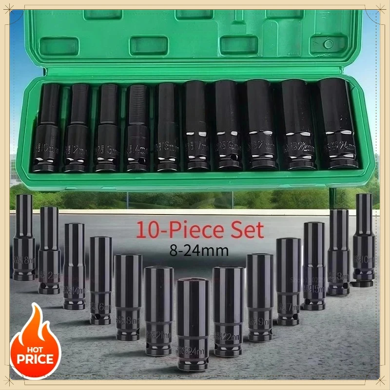

10Pcs Pneumatic Wrench Repair Tool Kit Durable CR-V Steel Universal Mechanical Maintenance Tools Set for Machine Repair