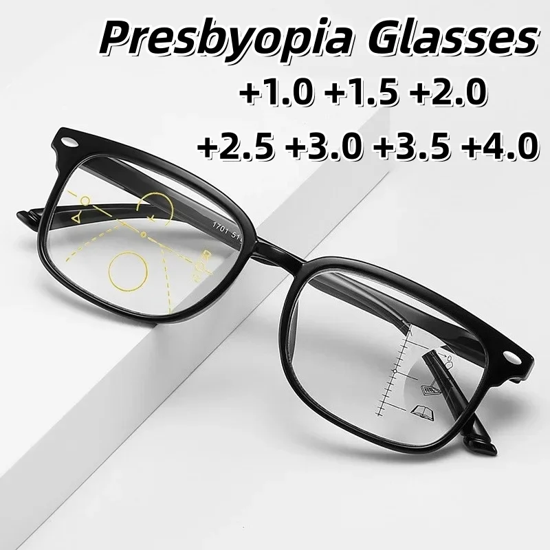 

New Retro Progressive Multifocal Reading Glasses Unisex Ultra-Lightweight Comfortable Anti-Blue Light Presbyopia Eyewear