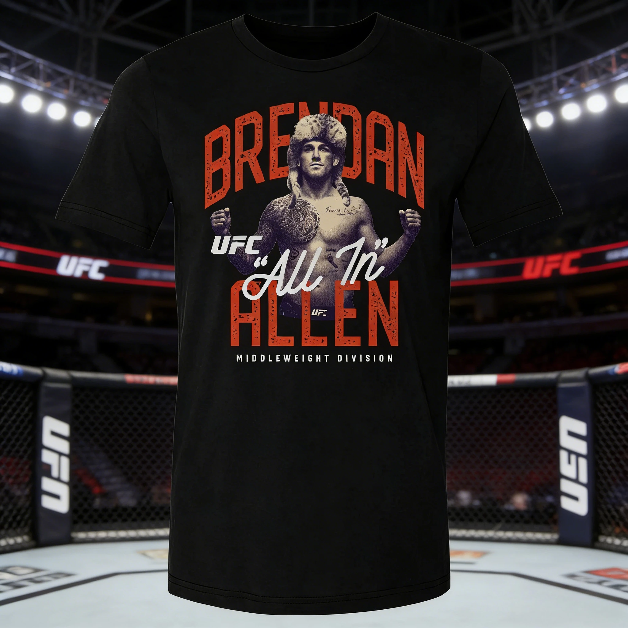 

Лето 2026, UFC Brendan Allen Fighting, футболка с рисунком, женская спортивная хлопковая свободная рубашка с короткими рукавами для отдыха и фитнеса, унисекс