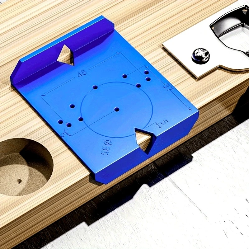 1 Set ABS Plastic Hinge Drilling Locator, Cabinet Door Hinge Hole Positioning Template, Woodworking Drilling Guide for Cabinet I