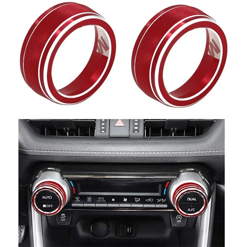 2x for Toyota RAV4 Rav 4 XA50 2019 2020 2021 Aluminum Alloy AC Air Condition Switch Knob Button Ring Trim Cover Car Accessories