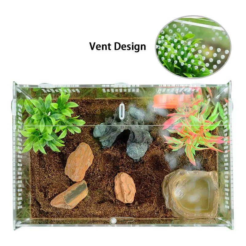 Reptile Terrarium Transparent Reptile Breeding Carrier Lightweight Acrylic Large Feeding Tarantula Habitat Box For Small Animals