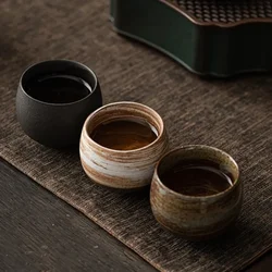 Japanese Handmade Rough Pottery Tea Cup Ceramic Kung Fu Tea Set Single Cup Antique Style Quiet Path Antique Craftsmanship Gift