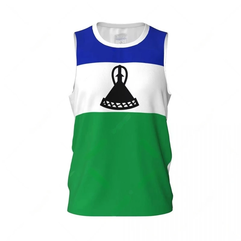 Lesotho Flag Basketball Tank Tops Summer Fashion National Emblem 3D Printed Sleeveless T Shirts Loose Quick Dry Sports Vest Tees