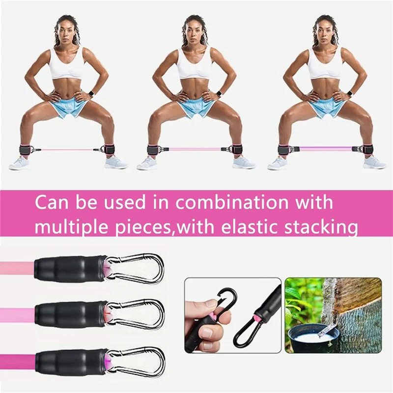 Set di fasce elastiche di resistenza con cinturini alla caviglia per uomini e donne - Attrezzature per esercizi di allenamento in palestra Fitness Yoga Sport