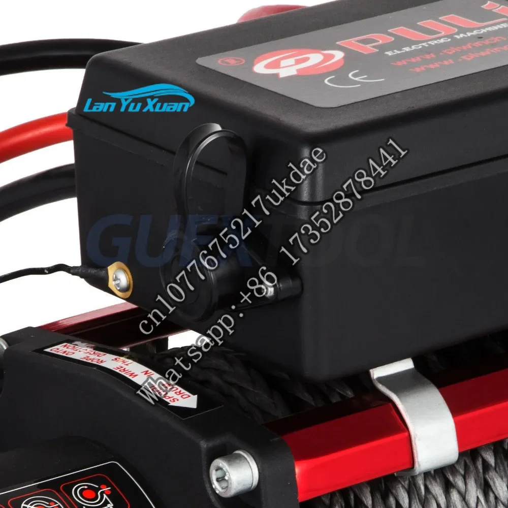 Cabrestante eléctrico de 12v y 6T, cabrestante de recuperación ATV, cuerda sintética de 13500 libras con Control remoto para grúa de elevación ATV