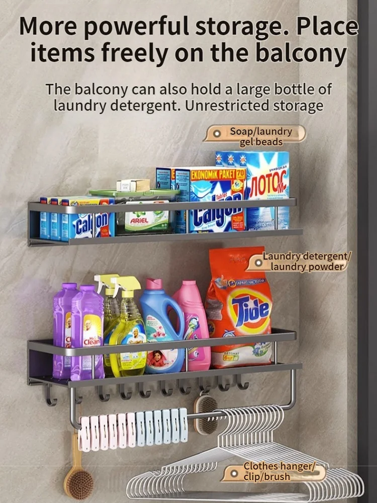 60CM Walls for Installation Aluminum Bathroom Shelf Shelves Shampoo Rack Storage Holder Kitchen Organizer Wall Rack