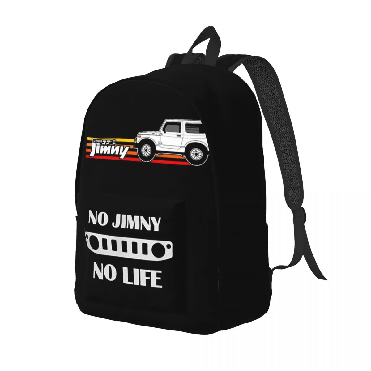 Jimny White Car Backpack for Men Women Teenage Student Work Daypack Laptop Computer Shoulder Bag with Pocket