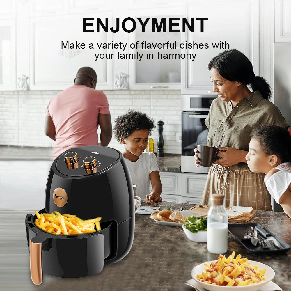 Air Fryer Sonifer SF-1039 4.5L 1500W Dual Knob Non Stick Basket 80-200°C Oil Free Cooker for Home Kitchen
