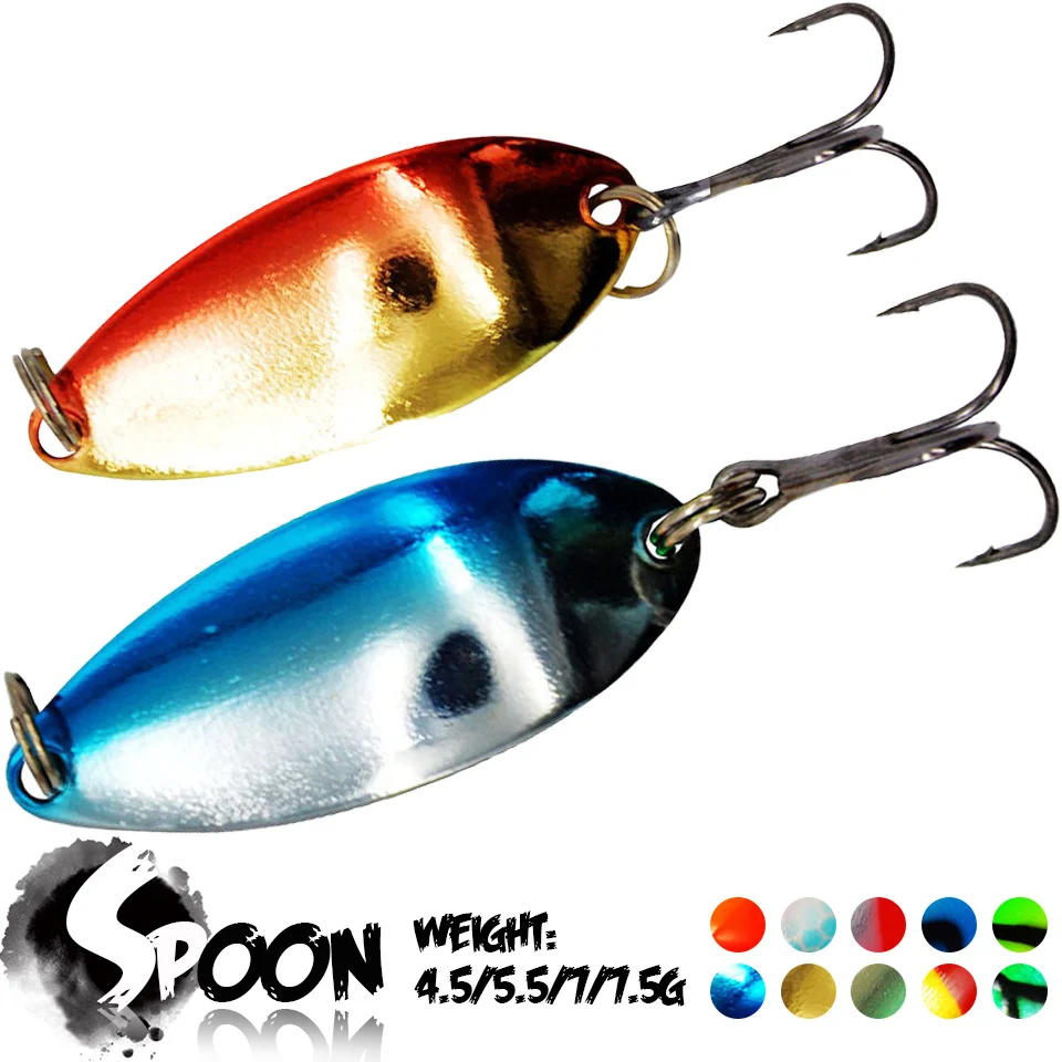 1Pcs 4.5G 5.5G 7G 7.5G Spoon Hard Fishing Lure Artificial Noise Sequin Spinner Swimbait Metal Hard Bait Pike Carp Bass Fishing