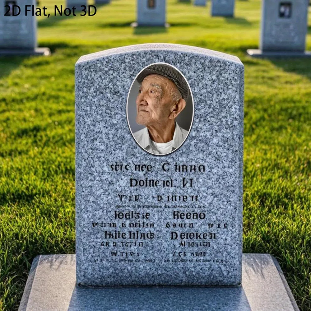 2D Flat Not 3D 1pc Custom Photo Memorial Headstone Tile Oval Design Personalized Tombstone Decoration Pet Memorial Decor