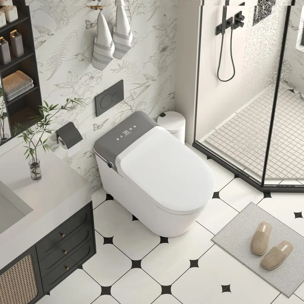 

Smart Bidet Toilet Remote Control Auto Open Heated Seat Aromatherapy Tankless Toilet Siphonic Jet Flush
