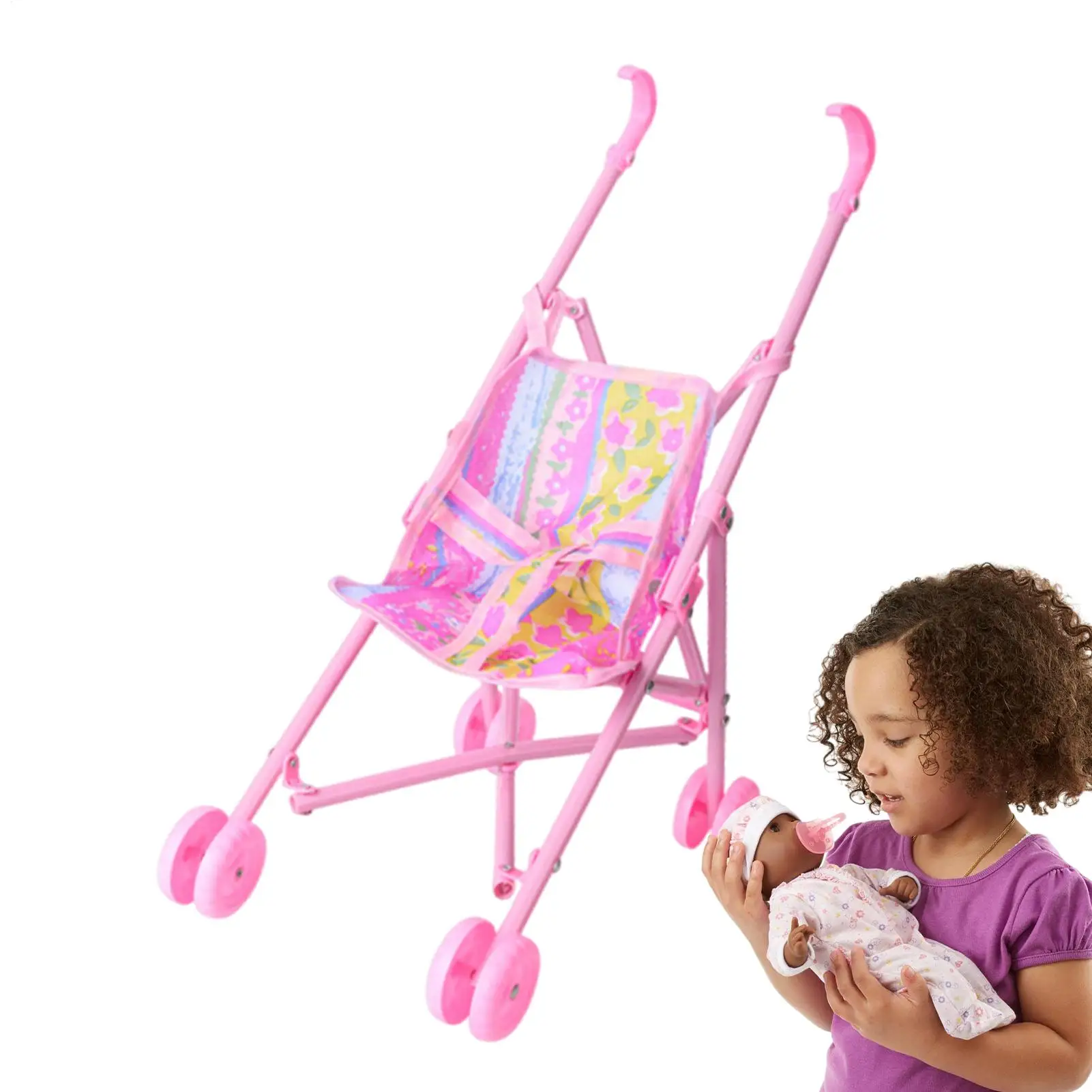 

Doll Stroller Children Pretend Play Toys Interactive Child-Safe Baby Doll Stroller Toy For Bedroom Family Gathering Kindergarten