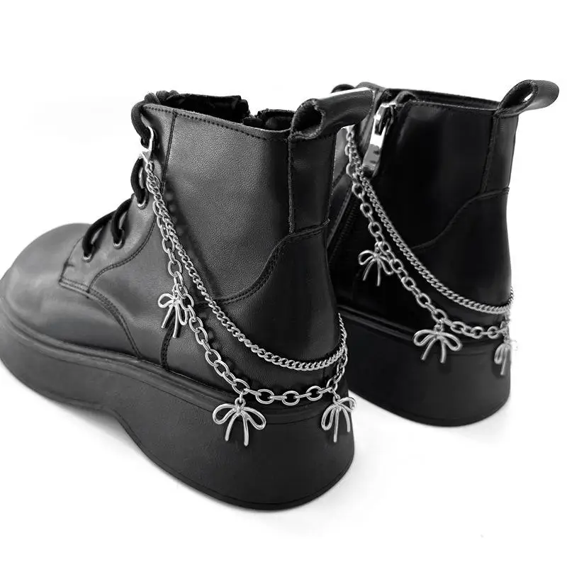 Fashionable Bow Shoe Buckle Chain Stainless Steel Removable Boot Accessory for Various Occasions