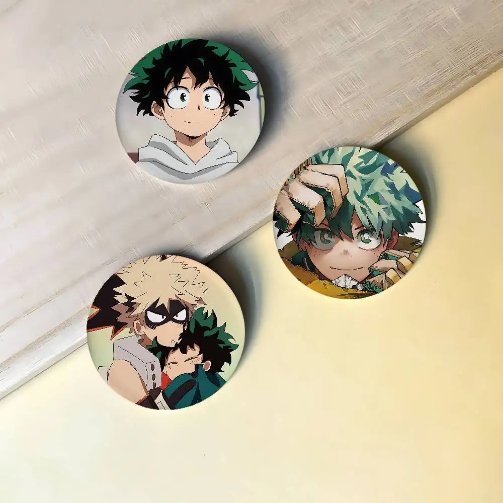 Anime-Midoriyas-Izukus Badges Peripheral Lapel Pins Tinplate Round Brooch For Shoulder Bag Accessories Souvenir Gifts