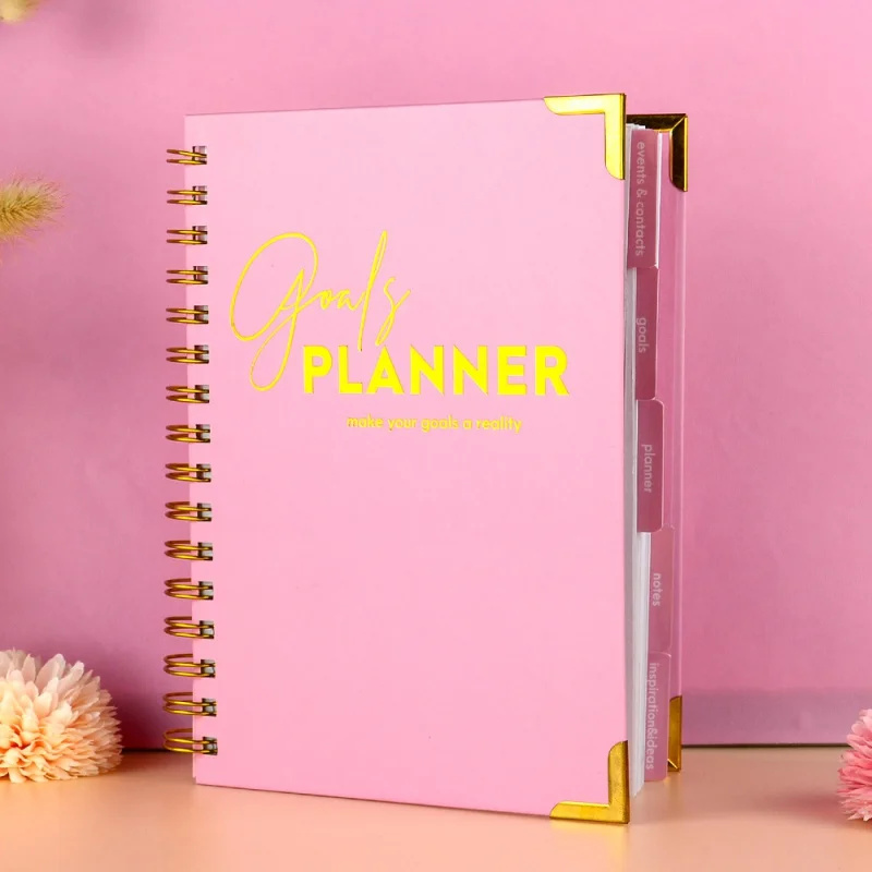 Wholesale Hardcover A5 Spiral Undated Goals Planner Weekly Monthly Agenda Journal Notebooks