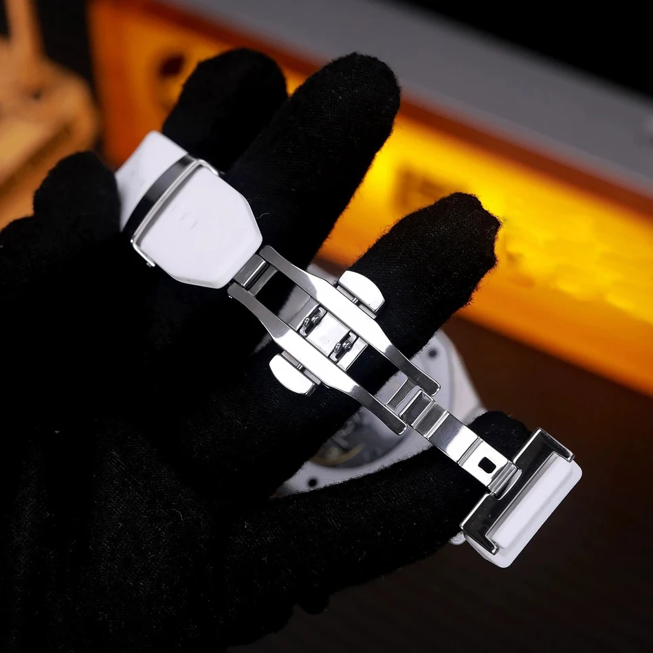 Pasek do zegarka z diamentami i moissanitem do Swatch X AP Royal Pop Pocket, obudowa ze stali nierdzewnej z zestawem silikonowych pasków, pasek zamienny. — zdjęcie produktu 5