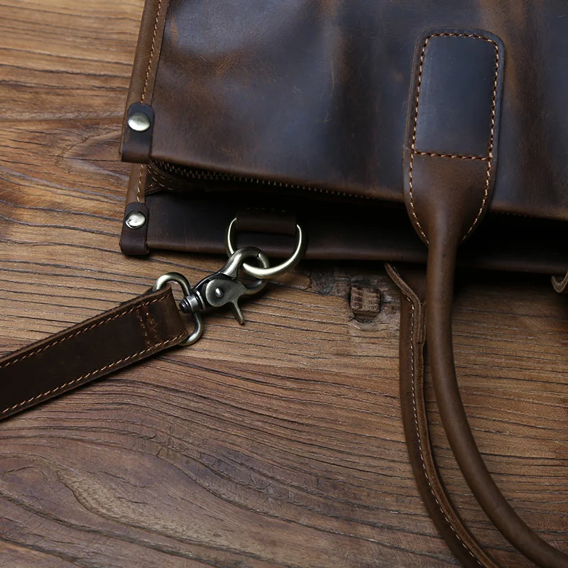 Nzpj Vintage Echt leder Herren Aktentasche natürliche Rindsleder Handtasche verrückte Pferd Leder Computer tasche lässige Umhängetasche – Detail 14