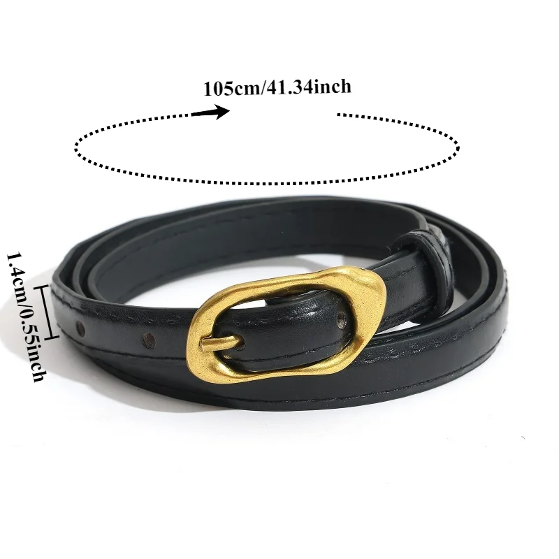 Korean-Style Casual Everyday Ultra-Slim Women’s Belt Fashionable Versatile Buckle-Closure Minimalist Decorative Leather Belts