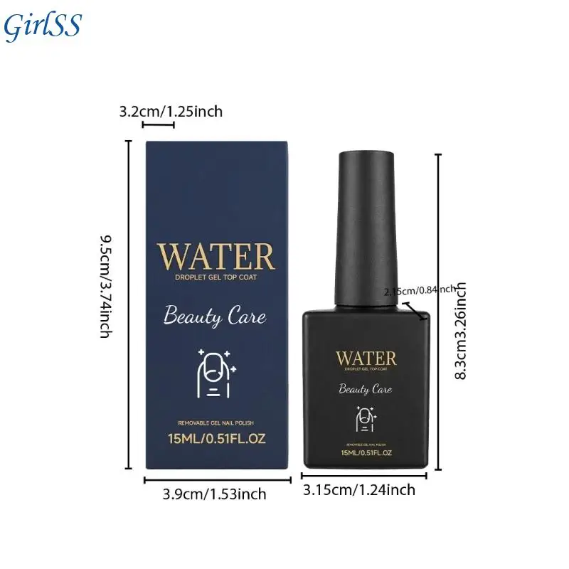 Water Droplet Gel Top Coat Droplet Gel Sealing Coat 15ml Clearly Finish Art Topcoat for Nail Art, Smooth Manicure T4MB