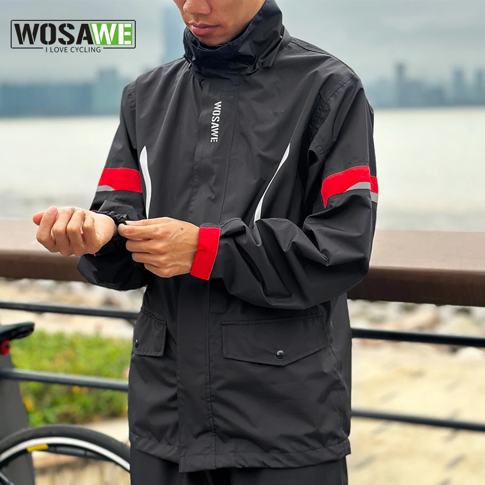 WOSAWE Cycling Raincoat Camping Rain Jacket Waterproof Rainproof Reflective Sport Rain Coat Ropa Ciclismo Mountain Bike Clothes