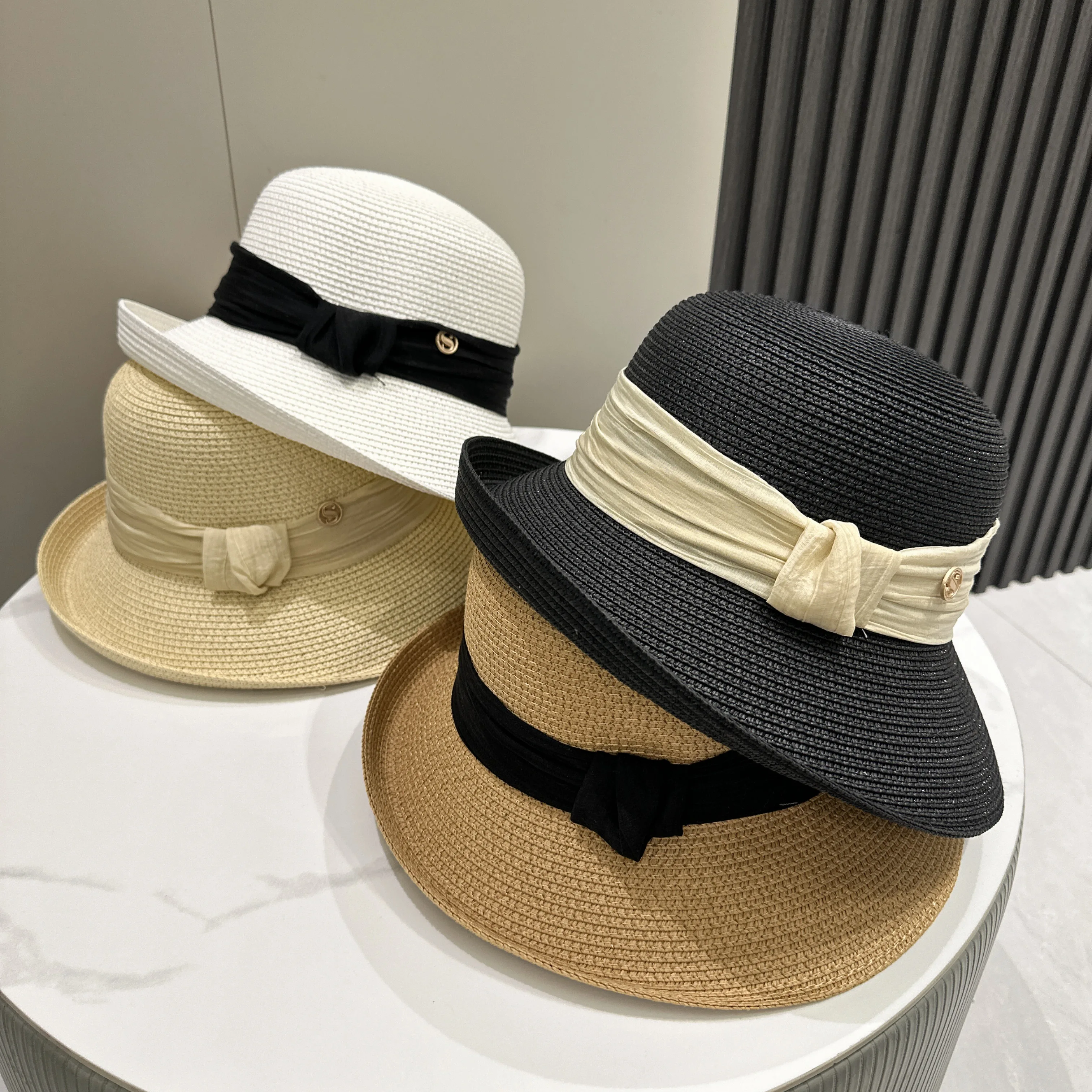 Fresh And Wide Woven Straw Hats Half-Peaked Design Perfect Women's Vacation Travel Sun Outdoor Activities And Beach Outfits