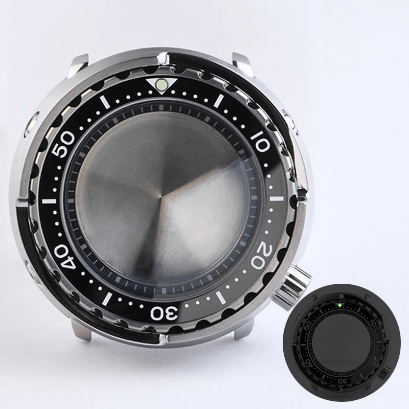 

Корпус часов Tuna Can, стальной корпус C3, светящееся сапфировое стекло, корпус часов для дайвинга, подходит для Seiko для NH35/NH36, модные часы с автоматическим механизмом