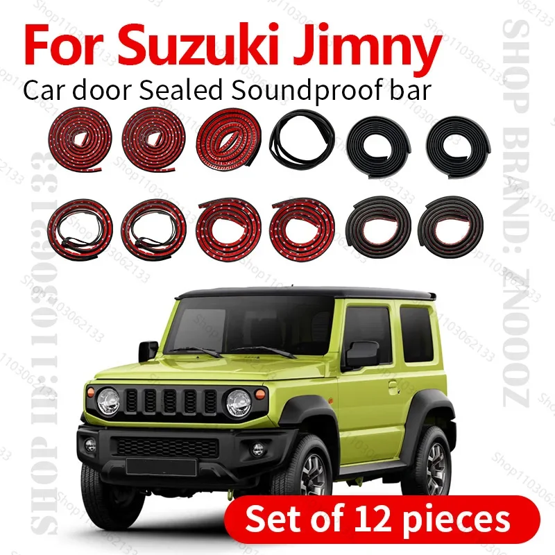 For 1998-2025 Suzuki Jimny Car Door Seal Strip Rubber Double Layer Sealing Protector Soundproof Dustproof Seal Strip 12PCS Set