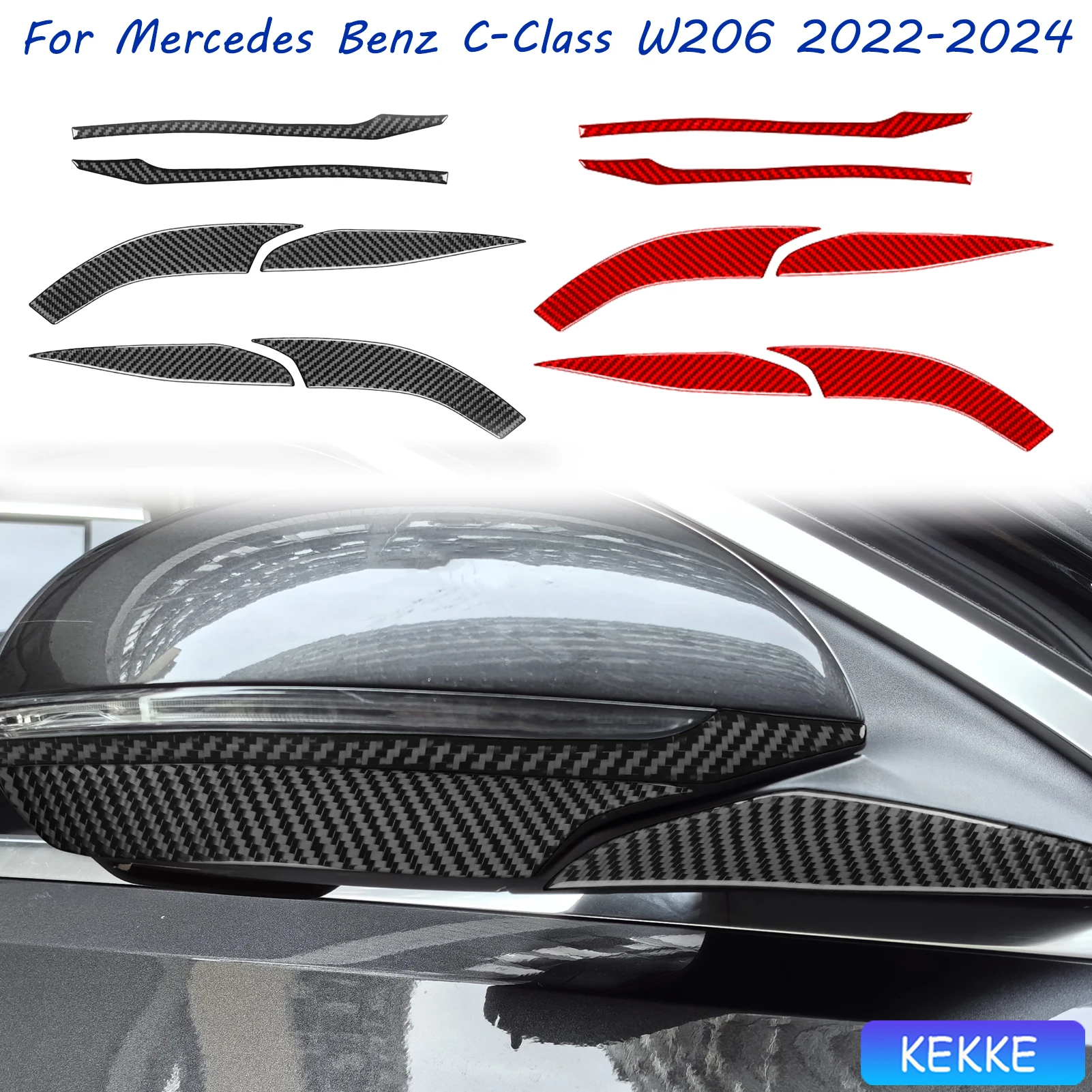 

For Mercedes Benz C-Class W206 2022-2024 Auto Rearview Mirror set Carbon Fiber Decorative Car Accessory Sticker