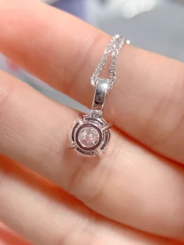 שרשראות תליוני זהב לבן 18 קראט אמיתיות לנשים אירוסין יום נישואין חתונה עגולה Moissanite יהלומים אופנתיים 6 best sales שרשרת זהב לבן 18 קראט - №2