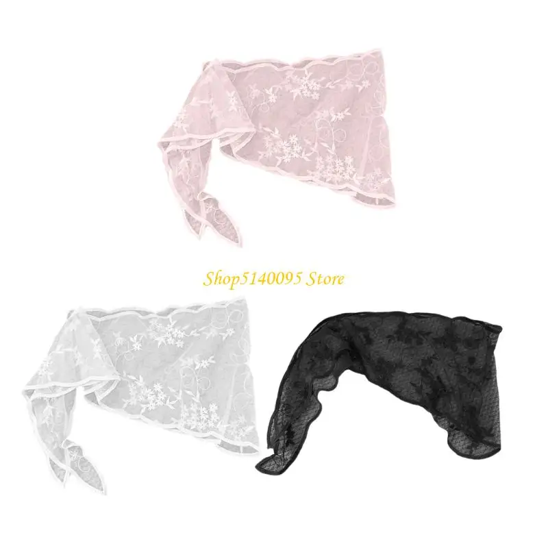 

DXAE Multiuse Lace Trimmed Triangular Head Scarf Flower Hairband For Women Theme Event Gathering Photography Handkerchief
