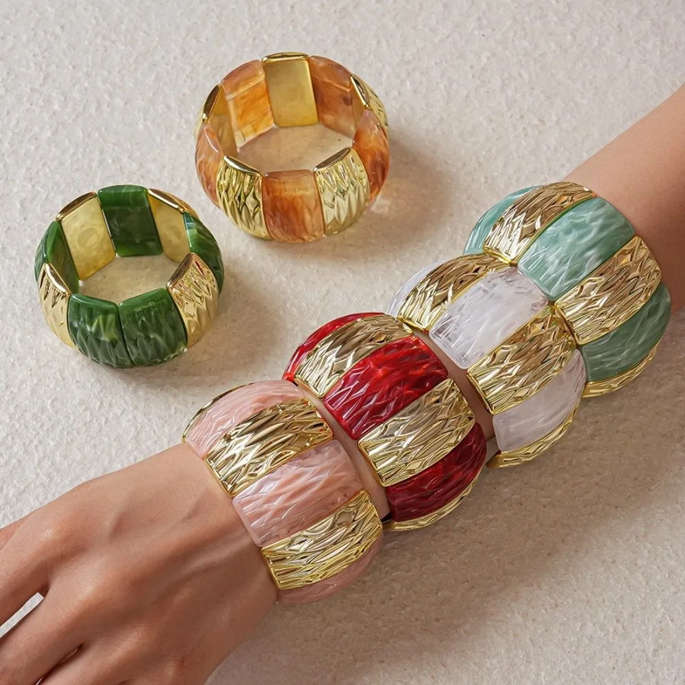 

Splicing Color Acrylic Bangle Smudging Europe American Style Irregular Wide Bracelet Minority Design Jewelry Accessories