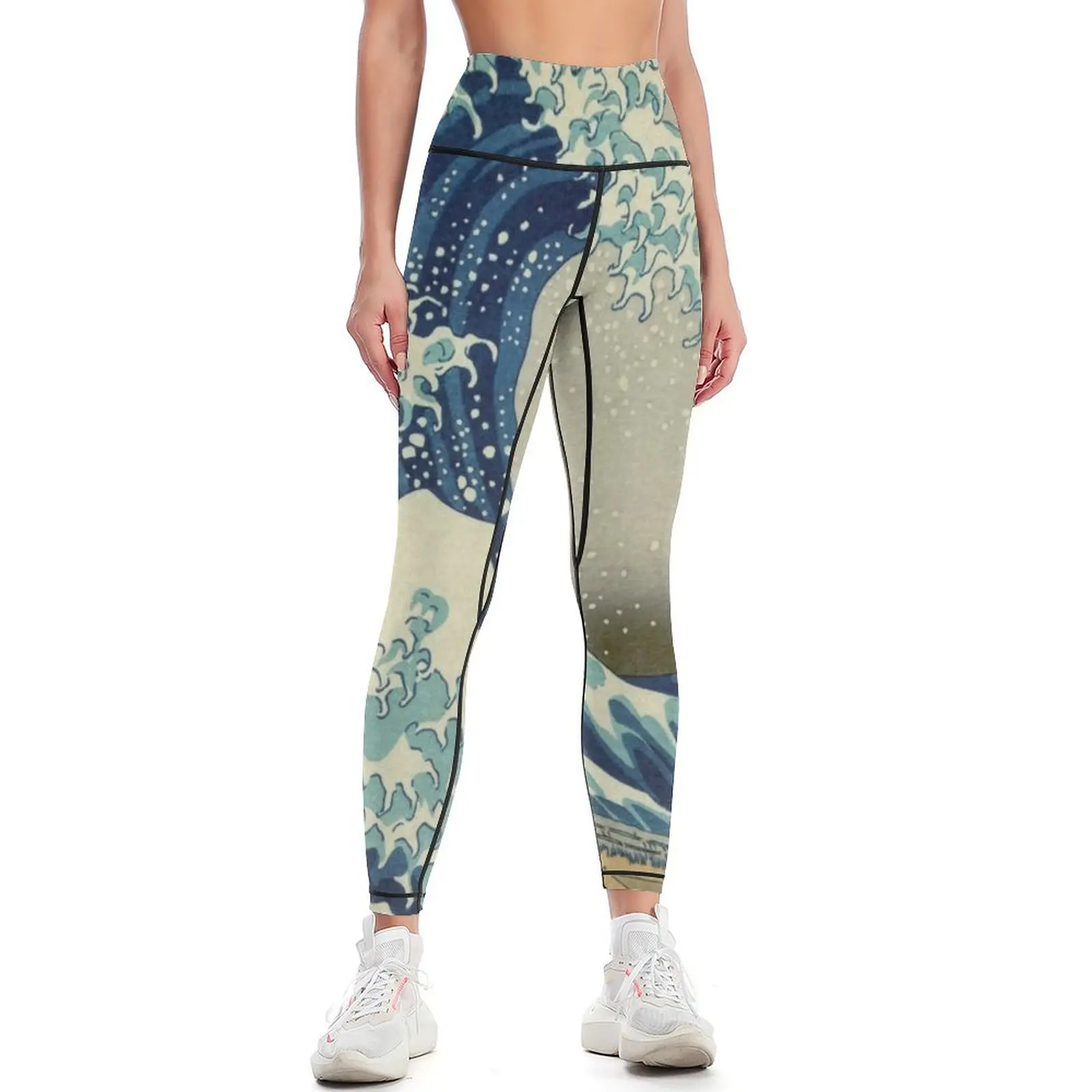 Great Wave off Kanagawa circle Leggings Sweatpants sporty woman gym Women's sports pants Womens Leggings