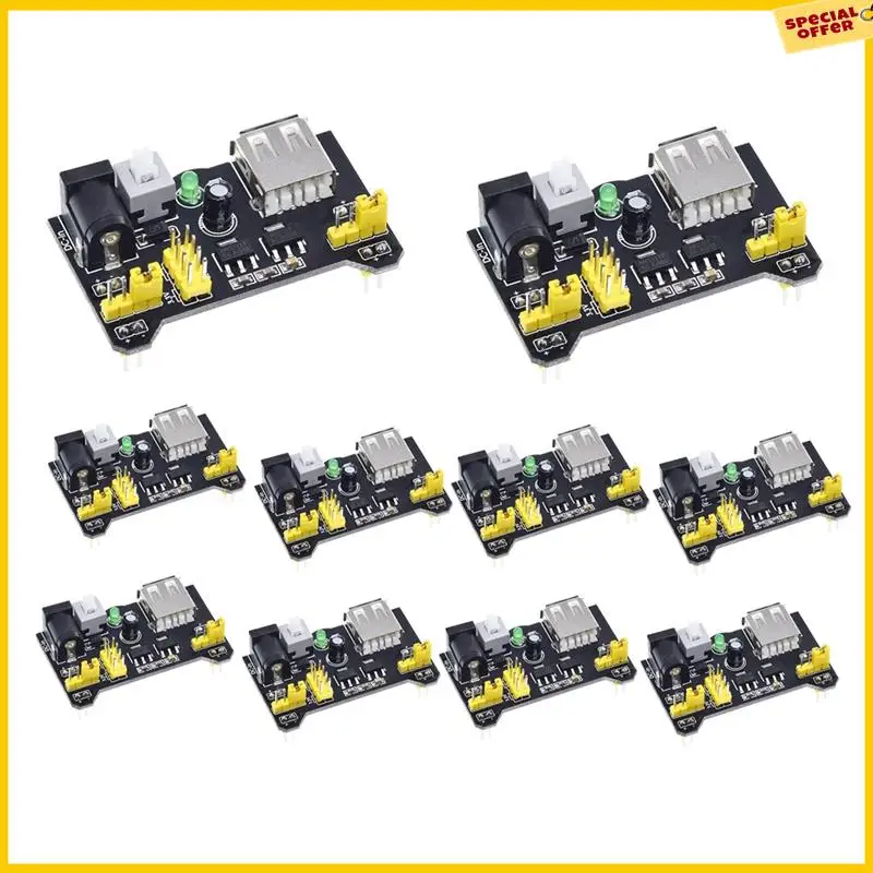 A25P 10PCS For MB102 Breadboard Power Supply Module Set Kit 2-Way 3.3V 5V For MB102 Breadboard Module Kit