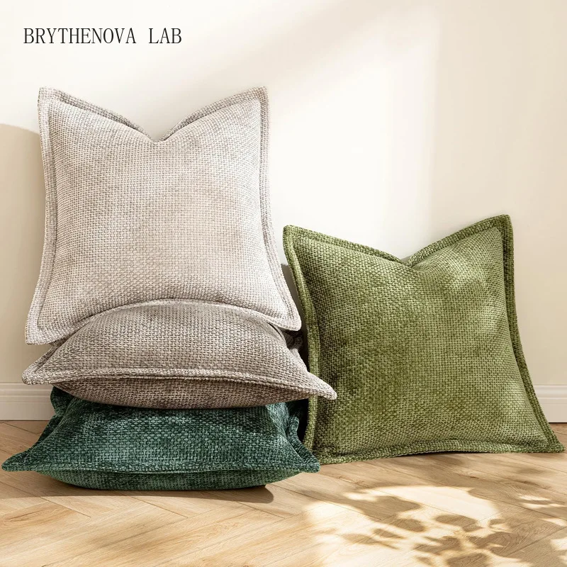 Soft Chenille Cross Pattern Cushion Covers Decorative Throw Pillow Cases with Edge Broad for Home Decor Sofa Living Room