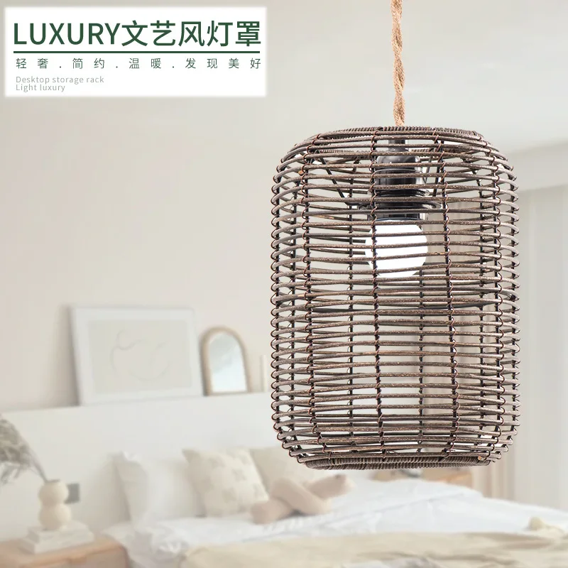 Boho handgemachte Licht dekorative schicke Schirm Lampenschirm Lampe einzigartige kreative Anhänger Abdeckung gewebte Beleuchtung künstlerische Leuchte Papier