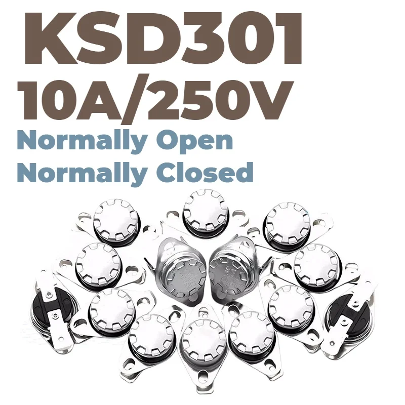10PCS Normally Open KSD301 10A 250V 0-160 Temperature Switch Thermostat Sensor 50 60 65 Degree Normally Closed E KSD-301