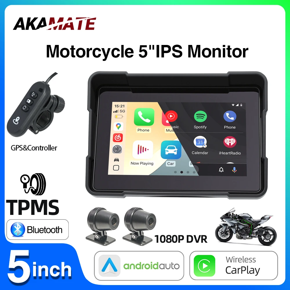 5inch-motorcycle-monitor-wireless-carplay-android-auto-carlife-hicar-bluetooth-1080p-ips-display-waterproof-ip67-screen-recorder