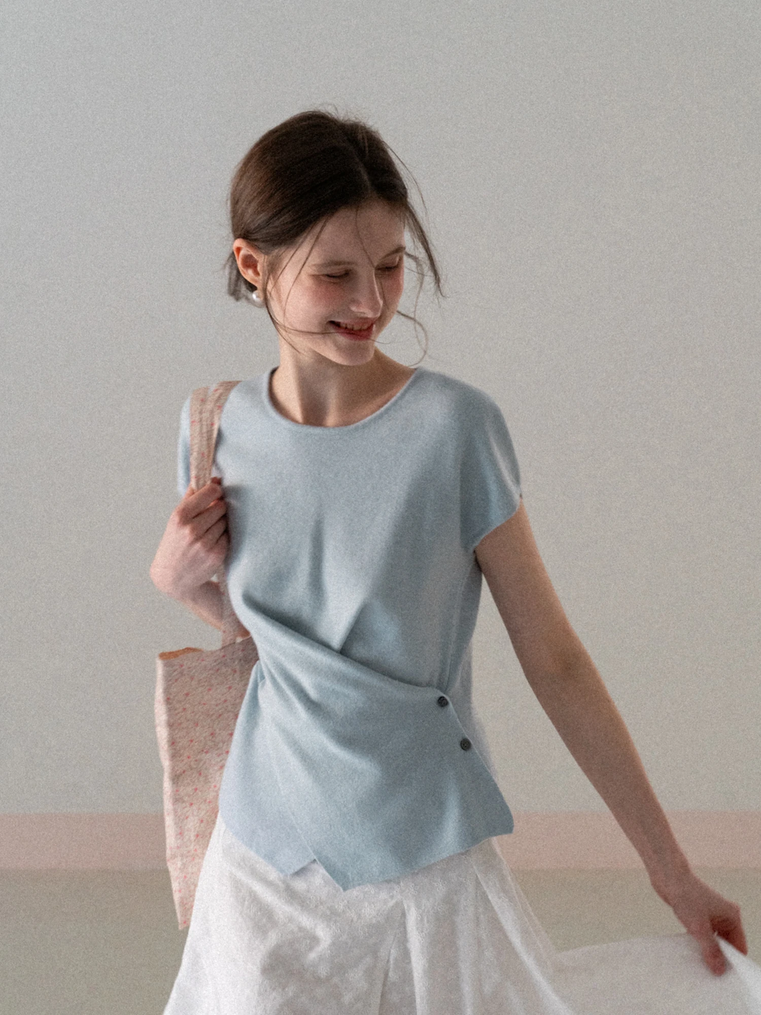 

Женский вязаный топ Eggka с круглым вырезом, утягивающий талию, с перекрестными деталями, весна-лето, для коррекции фигуры