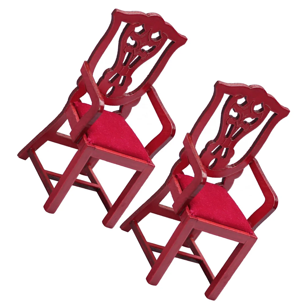 2 قطعة كرسي خشبي صغير دمية الأثاث كرسي مصغر مجموعة ديكور المنزل دمية اكسسوارات لعشاق DIY بها بنفسك