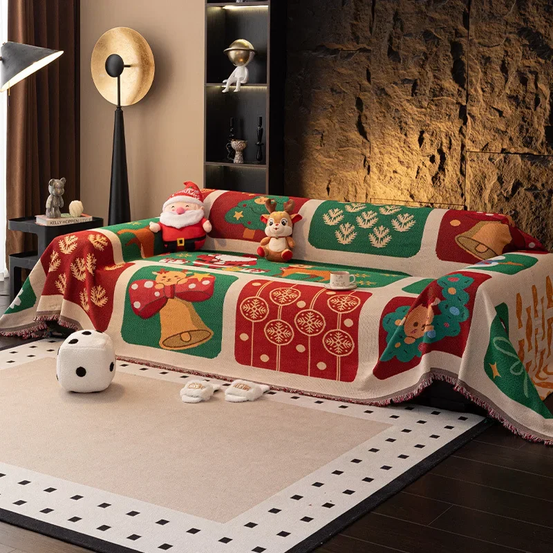 1PC Autumn and Winter Christmas Cartoon Sofa Cushion Sofa Towel Anti-cat Scratch Non-slip Home Textile Products