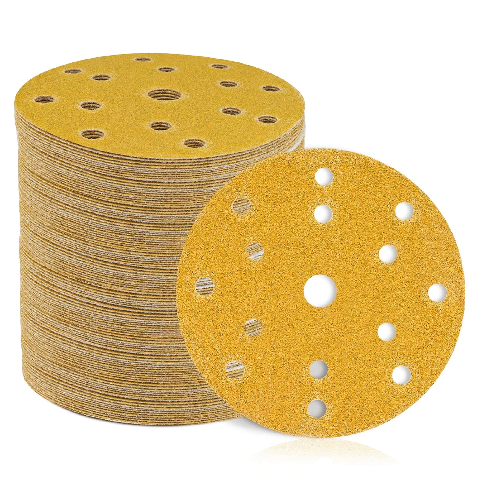 50PCS 6 Inch 15 Hole Hook and Loop Sanding Discs 60-600 Grit,150mm Random Orbital Sandpaper for Automotive and Woodworking