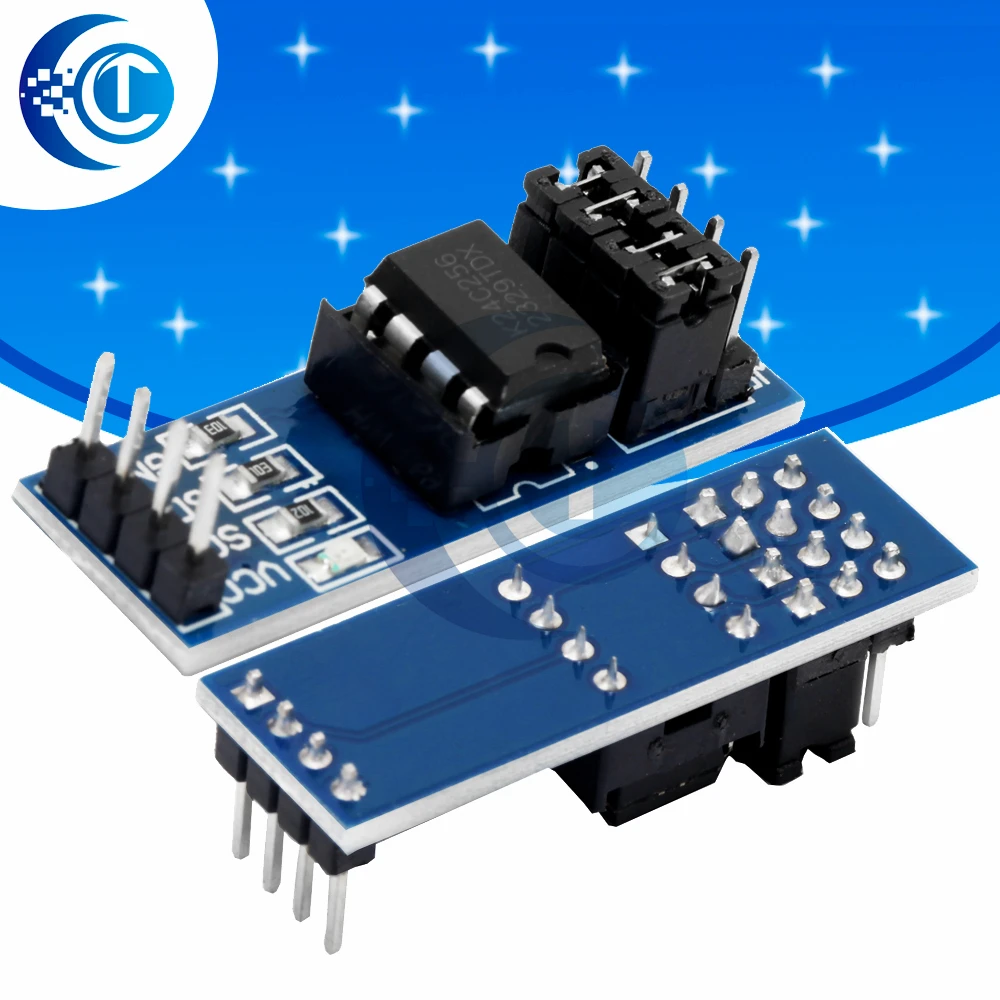 AT24C256 256Kbit I2C EEPROM Module - 1.8-5.5V Wide Voltage, SOP-8 Package & Address Pins for Arduino
