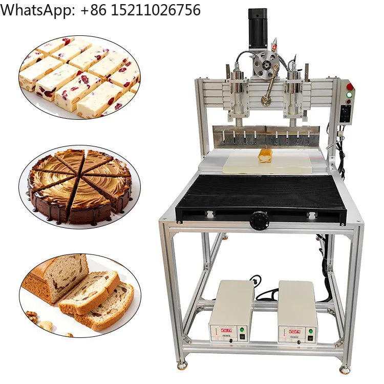 Manufacturer Semi-automatic Dual Titanium Alloy Blade Blades Ultrasonic Food Cutter Baking Machine for Candy Cake Cheese