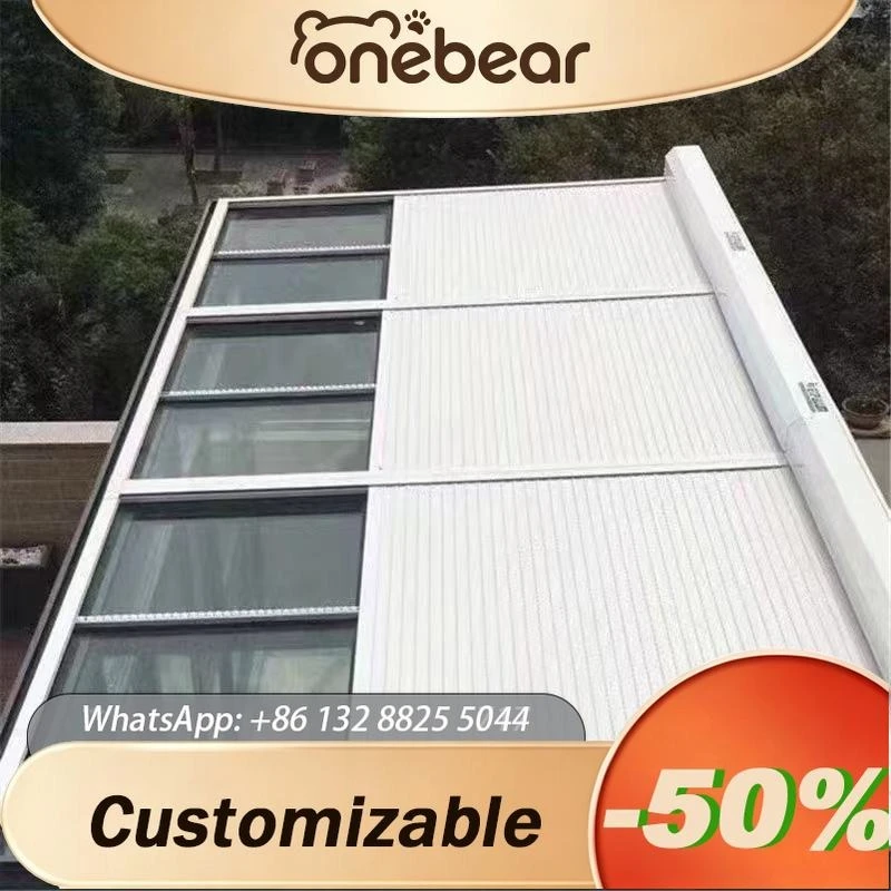 Any Size Custom Modern Electric Remote Aluminum Vertical Blinds Skylight Sunroom Heat Insulation Horizontal Metal Awning