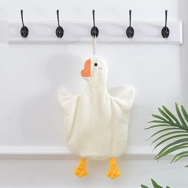 1/2Pcs Cartoon Goose Hand Towel Kitchen Bathroom and Toilet Hand Towel Hanging Type with Super Water Absorption Quick Drying