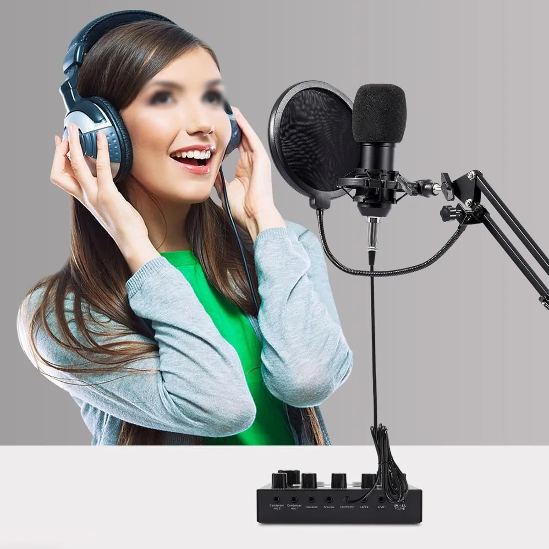 

Live Soundkarten Set Professional Podcast Bundle BM800 Mic with Sound Card, 192 kHz, 7 Modes, 10 Effects for Streaming&Recording