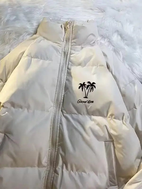 Loose Fit Thiened Cotton Jaet Stehkragen Nussbaum Print Herren Wintermantel Warm Faionable Urban Sle Wasserdicht